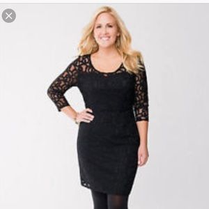 Lane Bryant Black Lace Illusion Overlay Dress